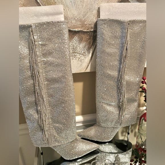 Steve Madden Sanya Stiletto Rhinestone Boots NWB - Picture 4 of 5